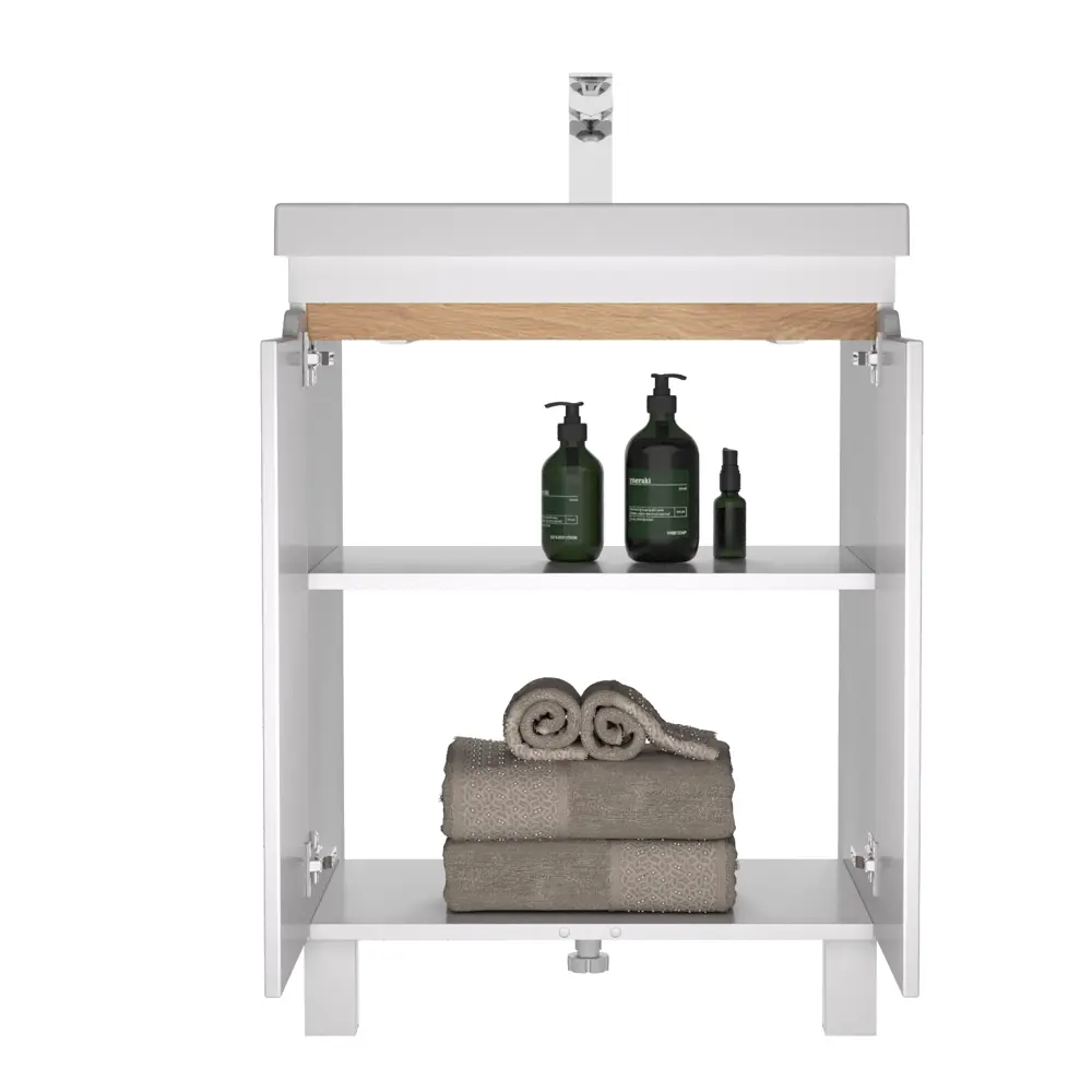 Тумба под раковину Руан 57 см белый/дуб сонома Santreyd 89391087 STLM-1452673 - Вид №1