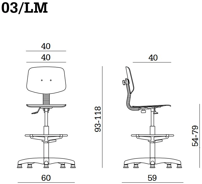 Linea Fabbrica Офисный табурет с 5 спицами из бука с подставкой для ног Woody sun-id-1363494 - Вид №3