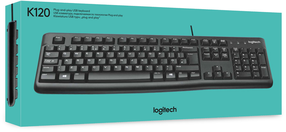 920-002506 Keyboard k120 (usb, waterproof, low profile) Logitech Santreyd  - Вид №4