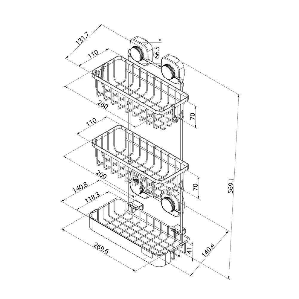 Полка для душа Iddis Soul LM006WC3Bi44 3 яруса цвет черный STLM-2009041 - Вид №2
