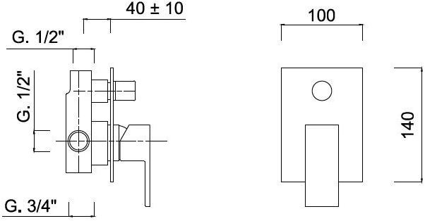 Rubinetteria Giulini Смеситель для душа, однорычажный, с переключателем Pablolux F9813 - Вид №1
