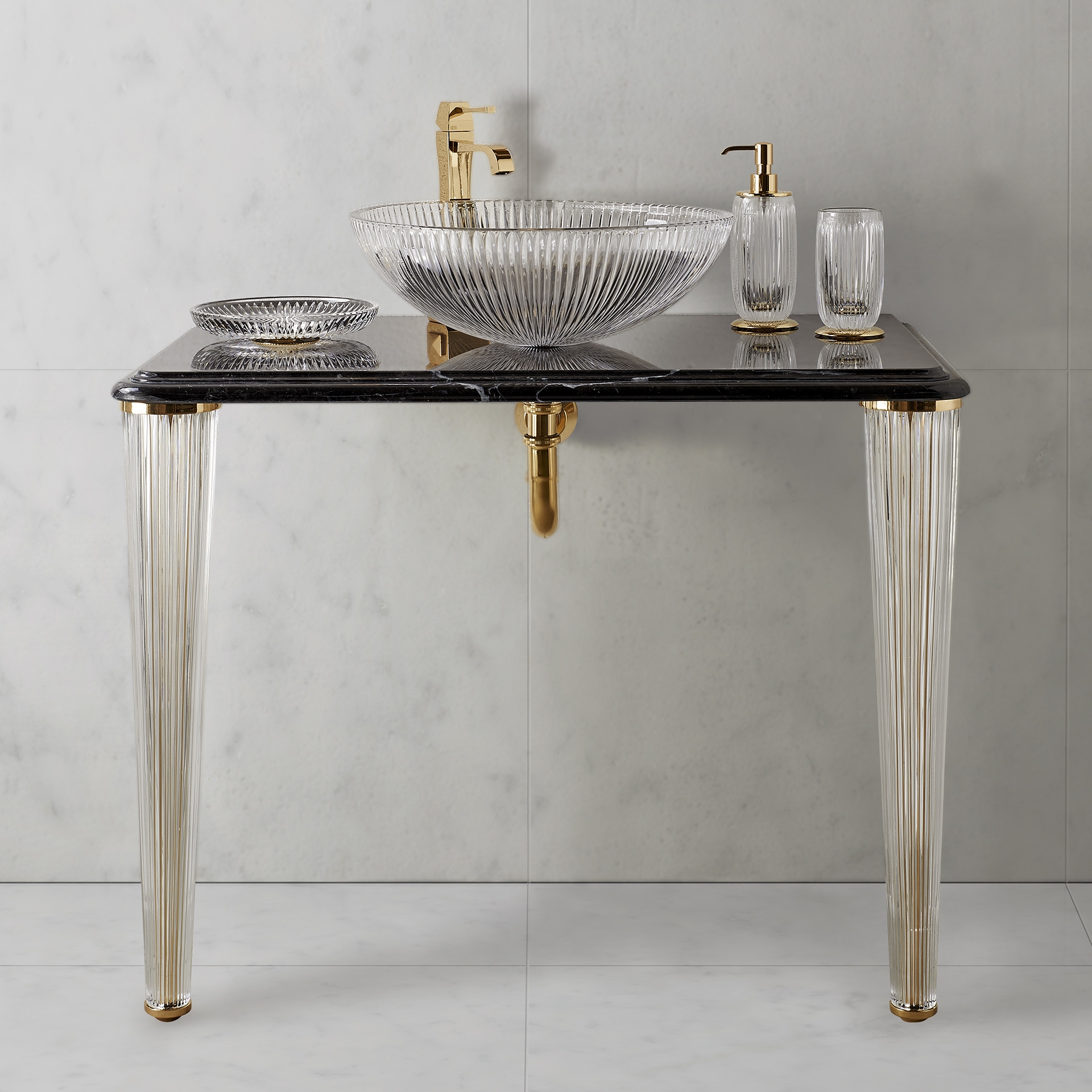 EL3090 3SC ЭЛЕГАНС консоль см. 90 с умывальником EL11, мраморной столешницей и сифоном Classico Treesseci 3SC