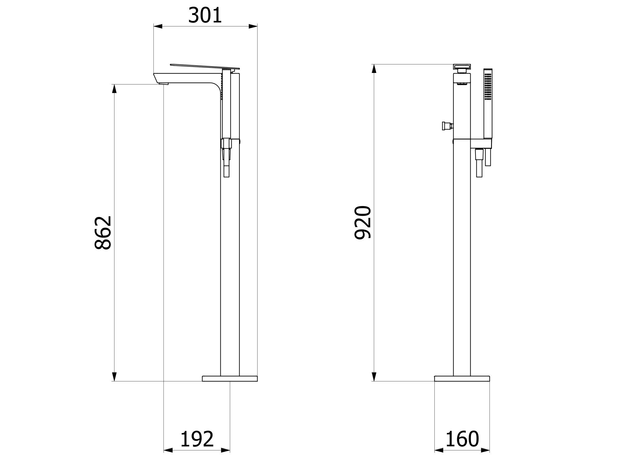 Смеситель для ванны с ручным душем IB K3 ARCH-00000052 - Вид №2