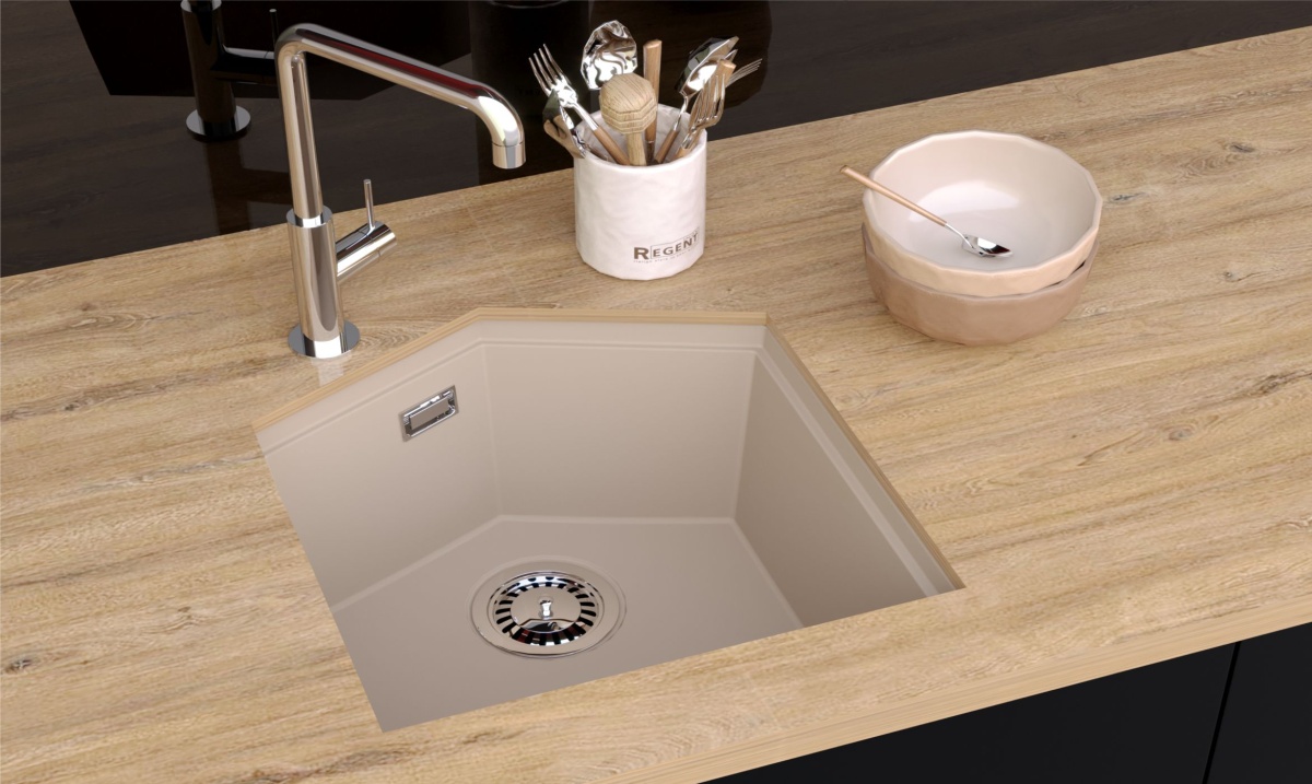 Кухонная мойка подстольного монтажа Kit Kraken Ocean 45 Creamy  - Вид №3