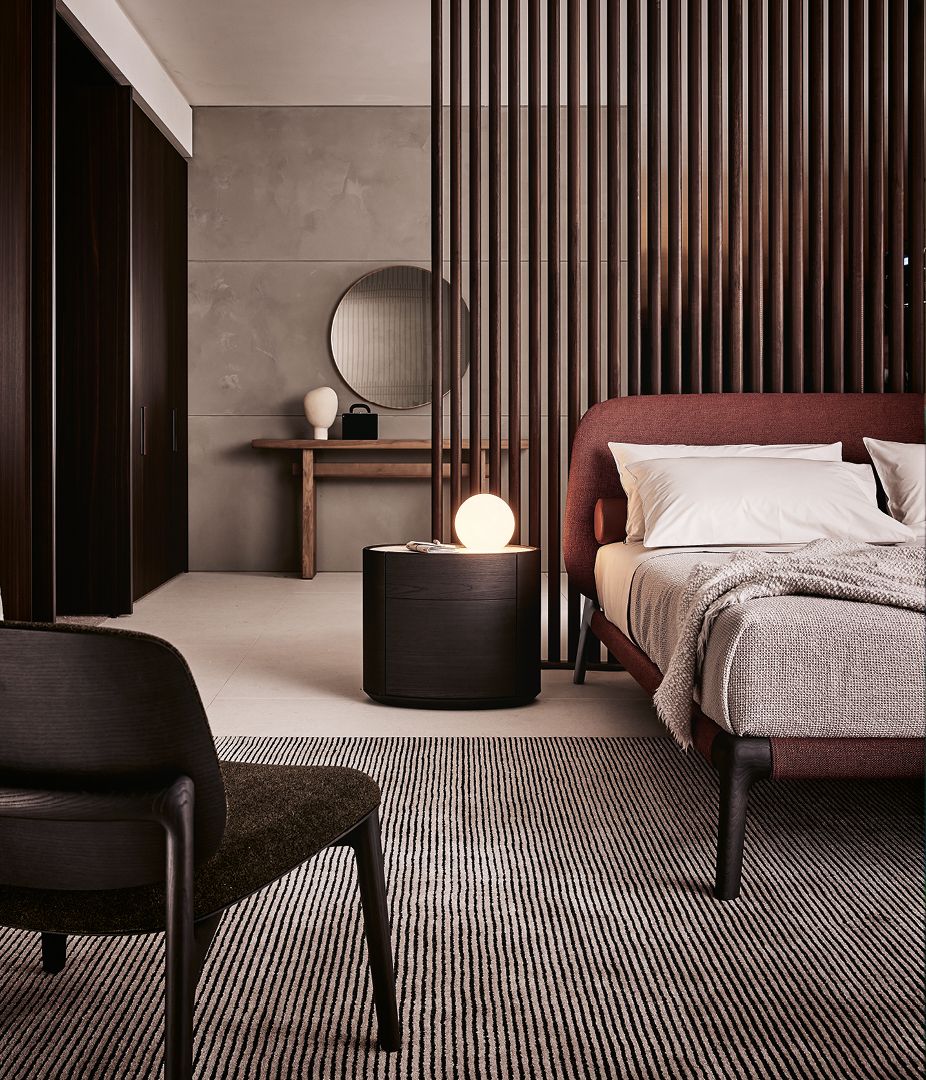 Двуспальная кровать из ткани с мягким изголовьем Poliform Curve ARCH-00108848 - Вид №2