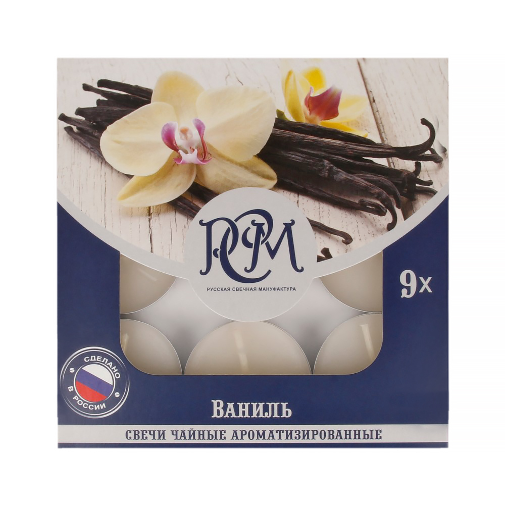 1300901 Свеча чайная 100 г 9 шт. Ваниль РСМ 