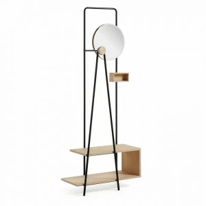 Вешалка напольная с полкой и зеркалом Nostalgic от La Forma LA FORMA NOSTALGIC 00-3864974 Бежевый;зеркальный;черный