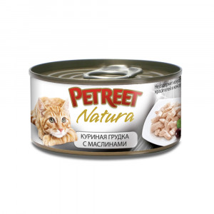 ПР0019084 Корм для кошек куриная грудка с оливками конс. 70г PETREET