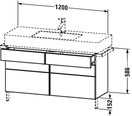 VE641502222 Тумбочка напольная Vero #VE6415 1200 x 446 мм Белый глянцевый декор Duravit - Вид №1