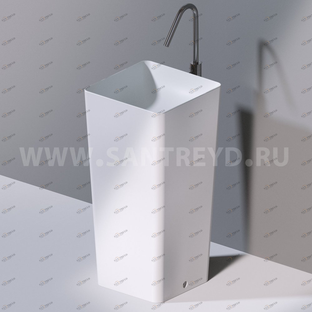 L506T0R0VT.101 Раковина напольная ELITE SQUARE 420х420х870 мм без отверстия под смеситель Белый матовый AeT ITALIA