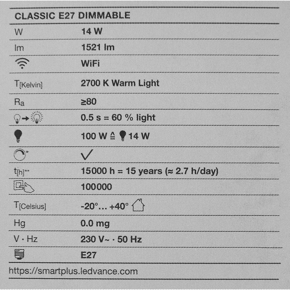Лампа умная светодиодная Wi-Fi Osram Smart Plus E27 220-240 В 14 Вт груша матовая 1521 лм теплый белый свет 89143903 STLM-2046821 LEDVANCE  - Вид №5