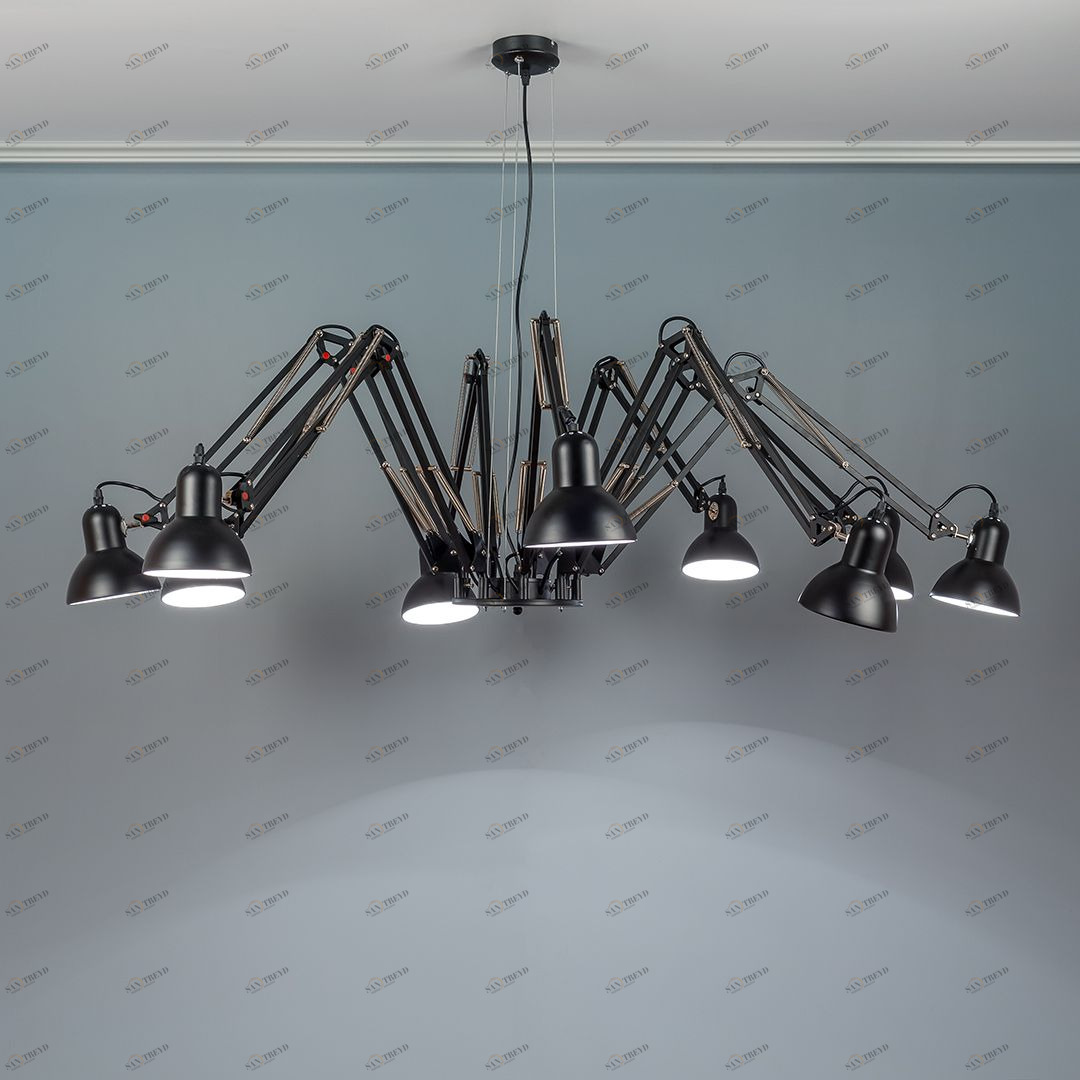 Люстра подвесная с 9 металлическими плафонами на кронштейне черная Frezia Light 90012 FREZIA LIGHT ДИЗАЙНЕРСКИЕ 00-3953642 Черный 