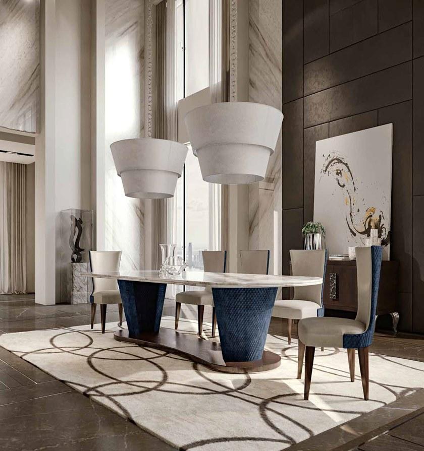 Valderamobili Овальный обеденный стол из мрамора и ткани Aura Aug - Вид №3