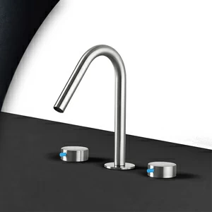 Смеситель для раковины сталь матовая с синей ручкой Toki Radomonte TKI23SCIL36