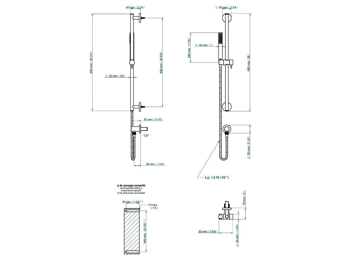 Подъемный стержень с ручным душем THG Paris Yoko Delta ARCH-00051265 - Вид №2