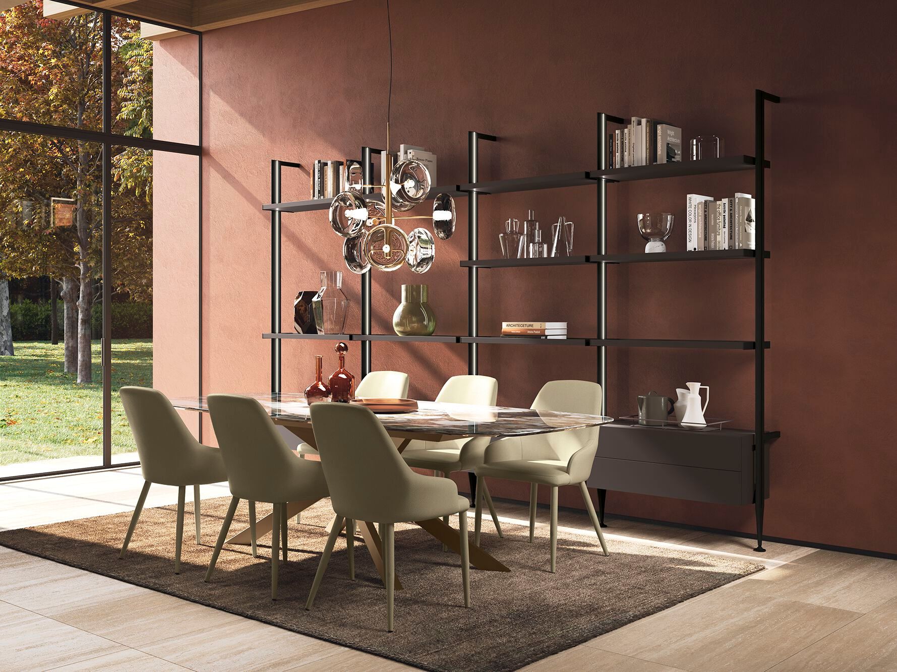 Секционный книжный шкаф из металла и стекла Febal Casa LAPIS ARCH-00075059