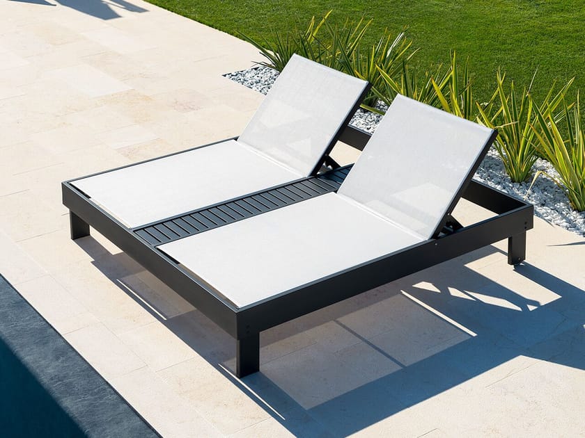 Алюминиевая двуспальная кровать с откидывающейся спинкой Crema Outdoor GIANO ARCH-00053066