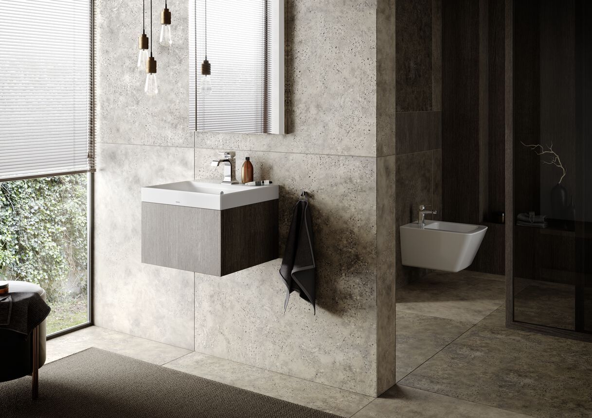 Прямоугольная раковина с полукруглой керамической раковиной с переливом TOTO CS ARCH-00004014 - Вид №1