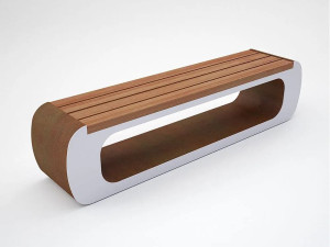 Стальная и деревянная скамья без спинки