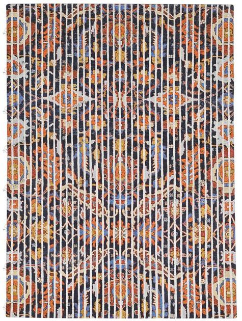 I + I Прямоугольный ковер в полоску и цветочек из шерсти и хлопка Pop classic C 52b1 