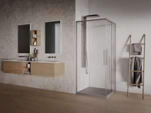 Угловая душевая кабина с раздвижной дверью