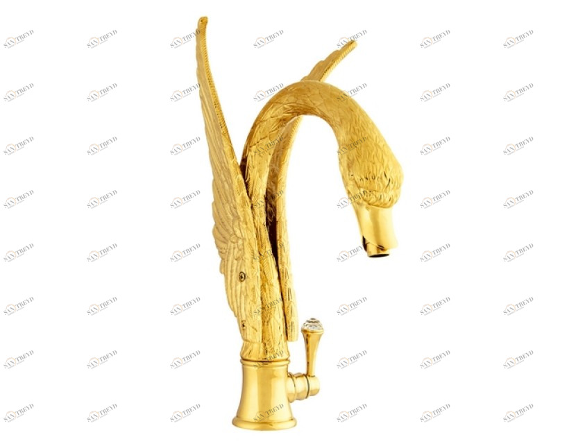 039244.A00.30 Смеситель для умывальника с прогрессивным дизайном и кристаллами сваровски Античная латунь Mestre Swan