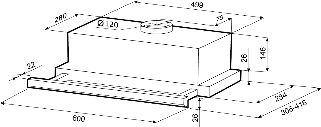 1149554 Вытяжка телескопическая KRONA KAMILLA Slim 600 черный/серебристый STDN-0146664 - Вид №11