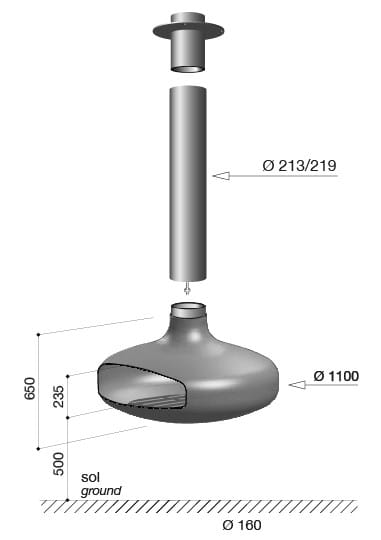 Открытый дровяной подвесной камин Focus creation Domofocus ARCH-00037934 - Вид №2
