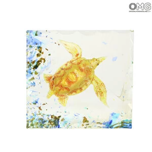 2801 ORIGINALMURANOGLASS Скульптура Аквариум с черепахой - Original Murano Glass OMG 17 см