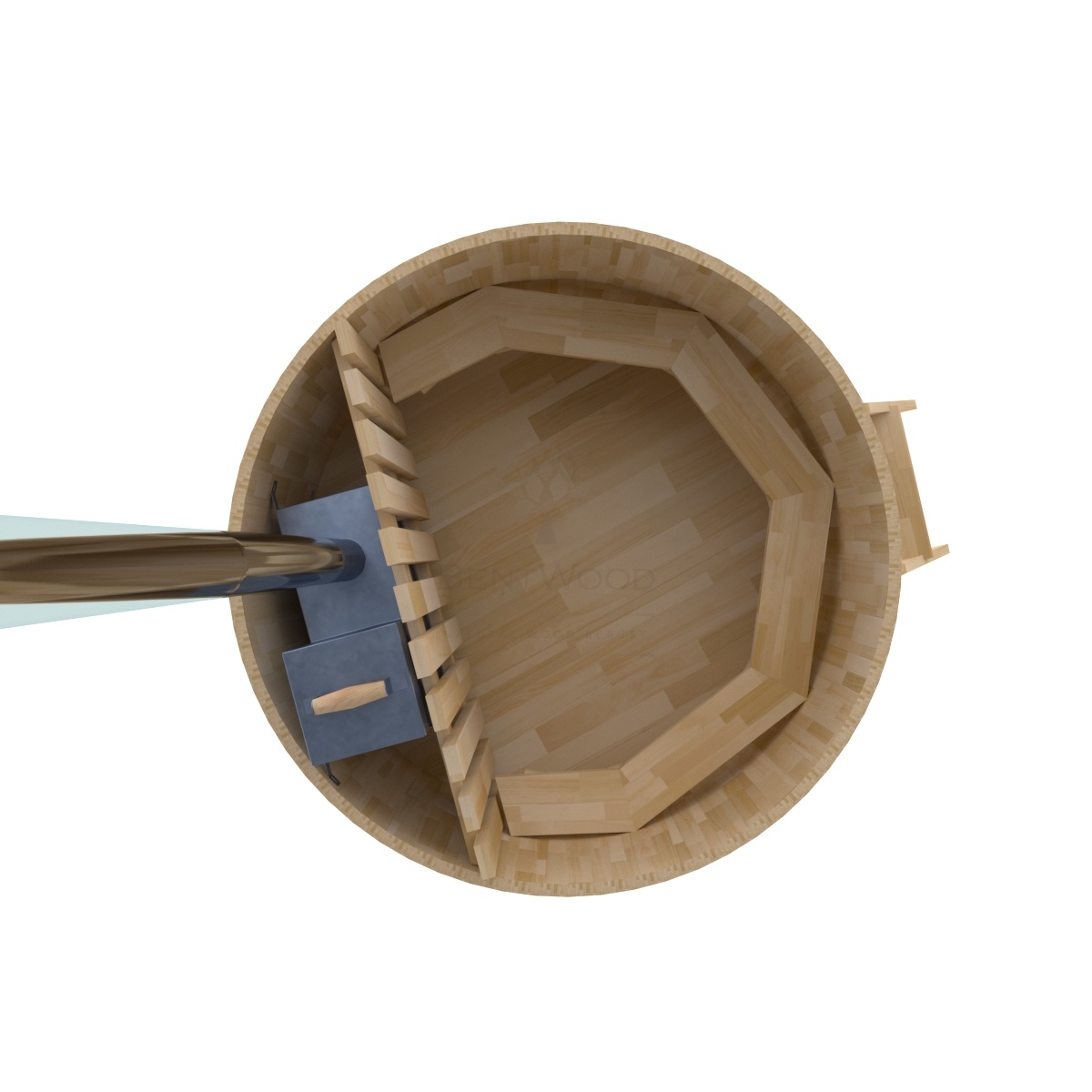 2111 Фурако из кедра D=1.8 с внутренней печкой. Высота 1,0м. Исполнение "Сращенная". Alyarus  - Вид №3