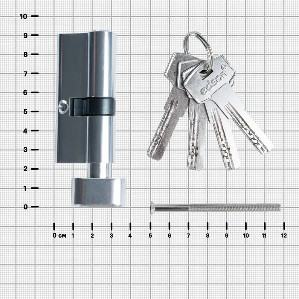 Цилиндр EDS-CYL 30x40 мм ключ/вертушка цвет хром EDSON STLM-2108645 - Вид №3