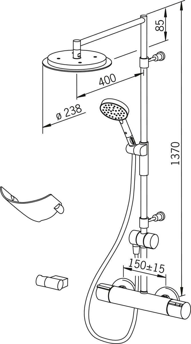 Oras 2892U Смеситель с верхним душем rain shower 2892U Cubista Хром  - Вид №3