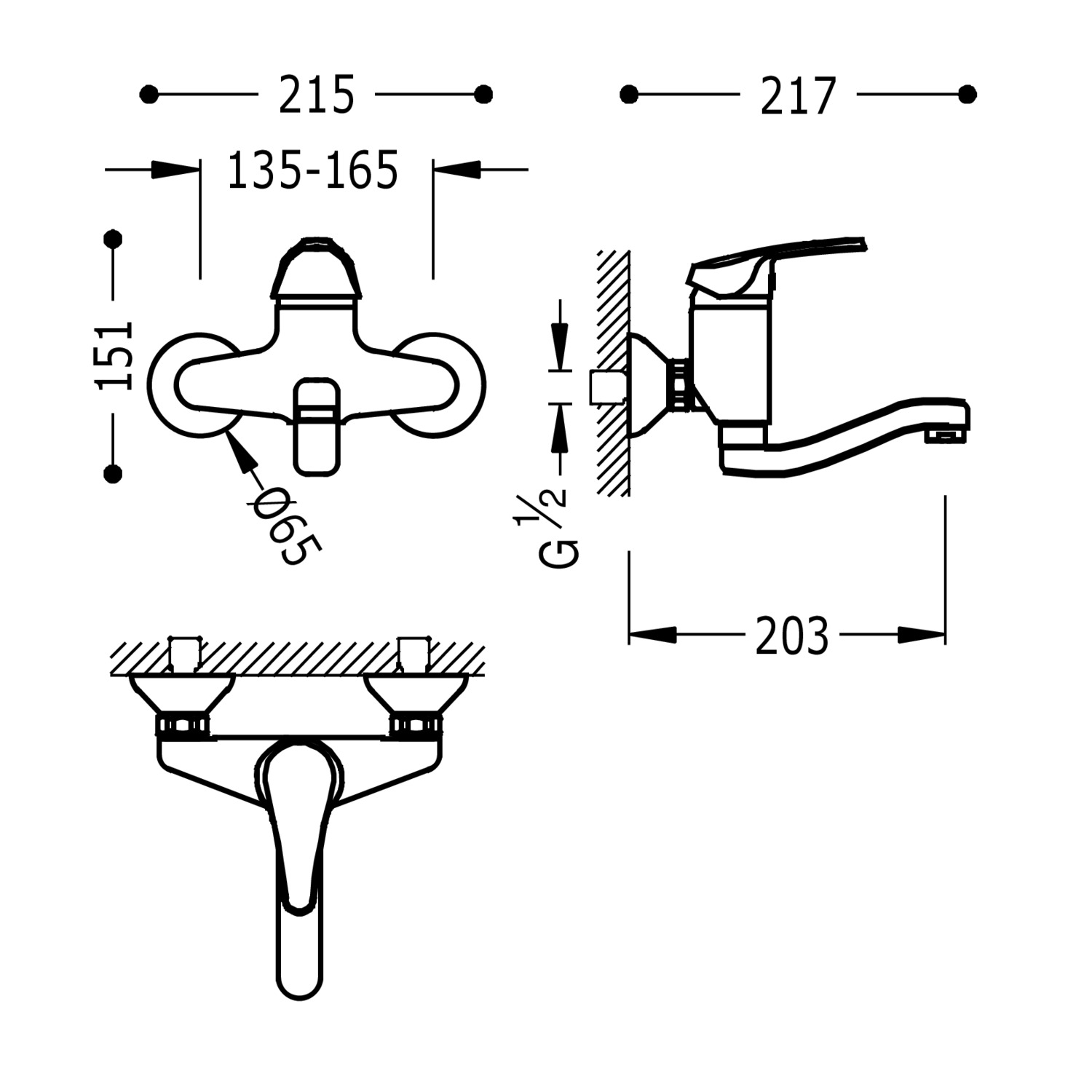 Кухонный настенный смеситель с одной ручкой для кухни-07032003 TRES Kitchen - Вид №1