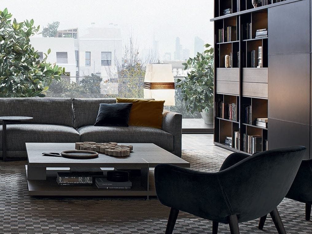 Низкий журнальный столик из шпона с журнальной стойкой Poliform ARCH-00035684 - Вид №2