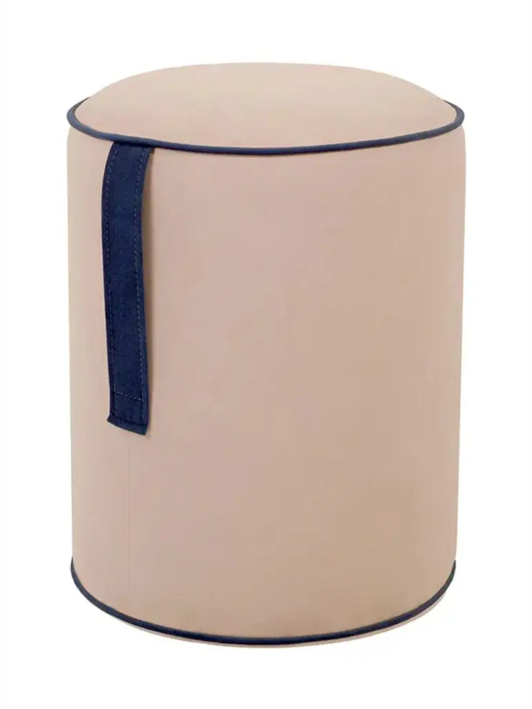 91123072 Пуф Огого обстановочка! Drum handle ankor 42x52x42 см цвет бежевый/темно-синий STLM-1097638