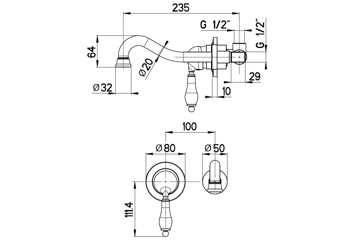 Настенный однорычажный смеситель для раковины Gaia Mobili Complements ARCH-00088423 - Вид №2