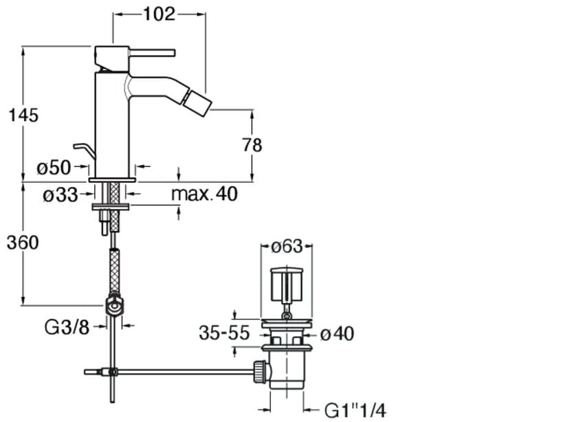 Смеситель для биде с одним отверстием для пола с поворотным горлышком CRISTINA Rubinetterie Phi ARCH-00059289 - Вид №2