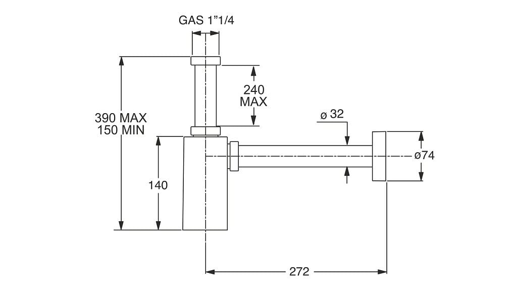 Хромированный латунный сифон для умывальника Bonomini Pi-Quadro ARCH-00016307 - Вид №2