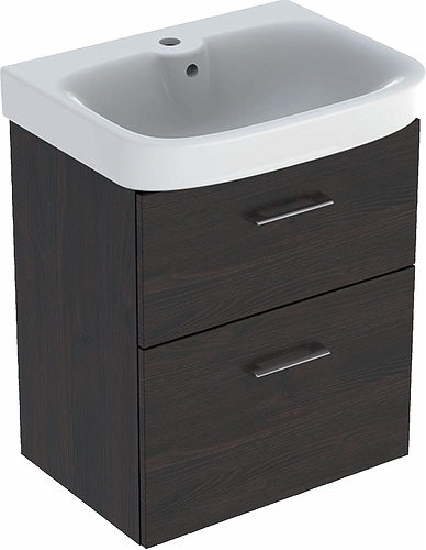9616531001 Комплект умывальника IDO Glow Square с основанием для умывальника, с двумя ящиками, W = 560 мм, W1 = 560 мм, T = 372, темно-коричневый  - Вид №4