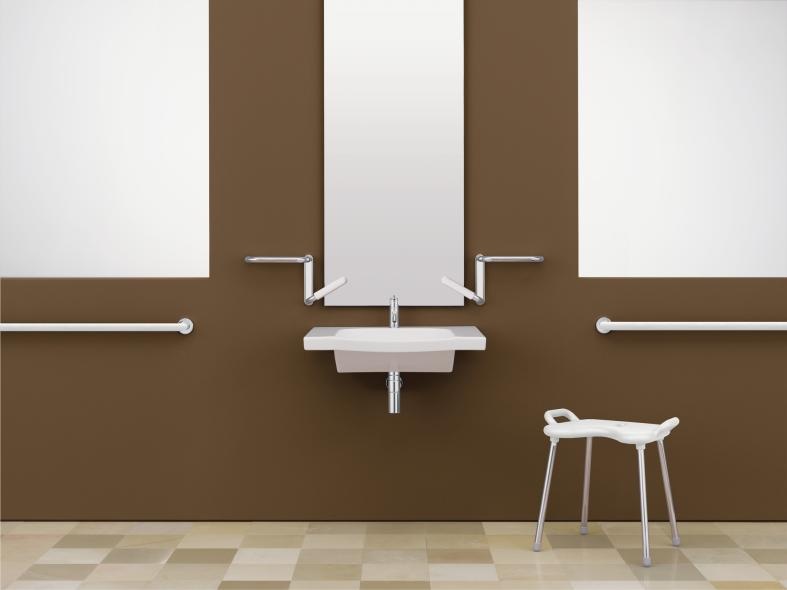 802.03.W110R Зеркальная полка белого цвета для сплошных зеркал HEWI Serie 802 LifeSystem  - Вид №6