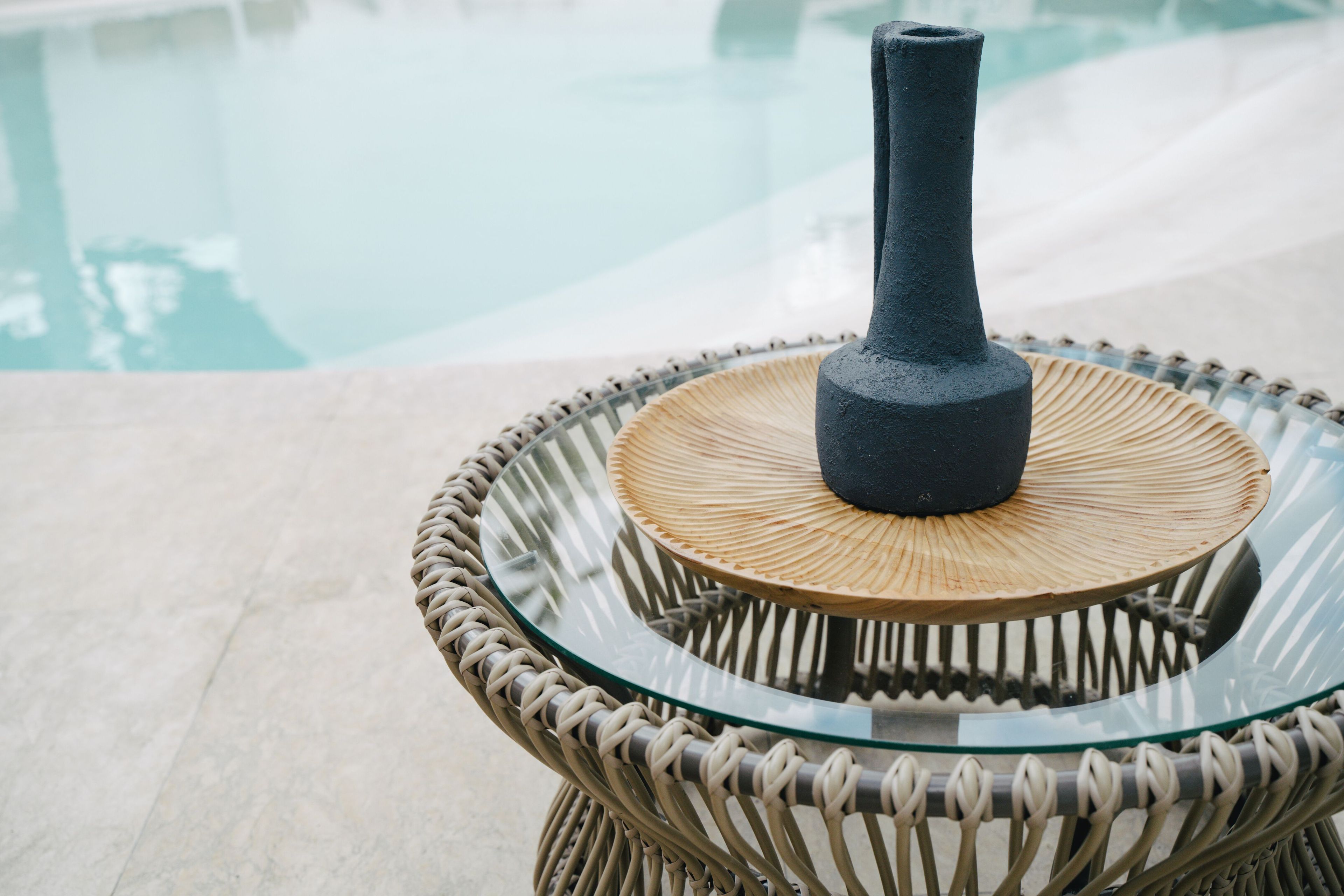 Круглый деревянный и стеклянный садовый журнальный столик cbdesign Capriccio ARCH-00140644 - Вид №7