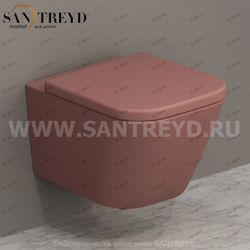 STS07FR Подвесной унитаз настенный Розовый Ceramica Globo STONE Италия