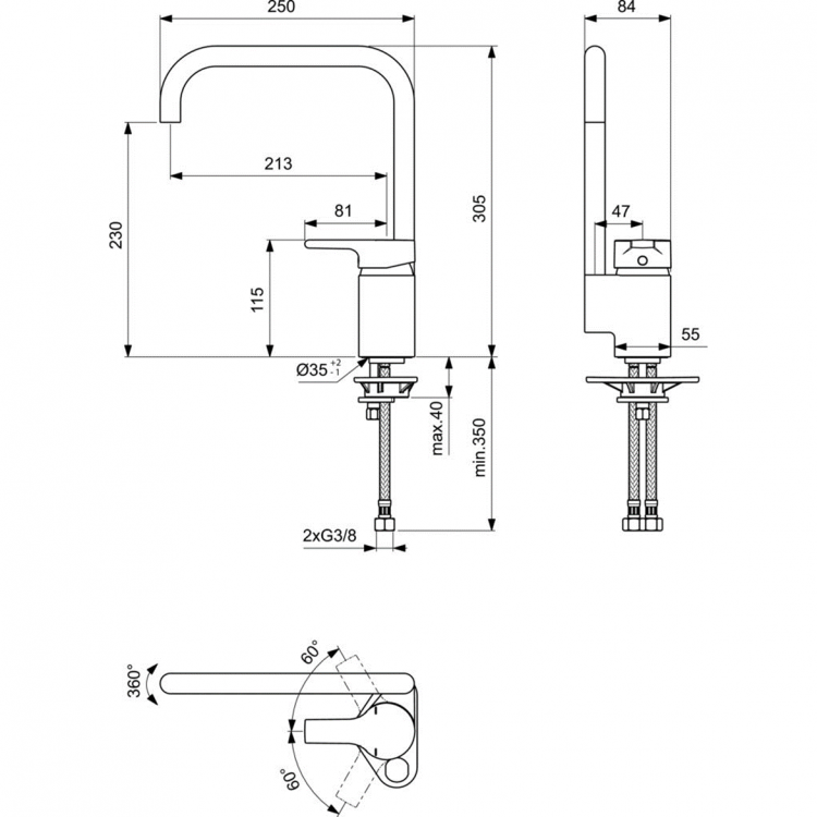 B8084AA Смеситель для кухонной мойки Ideal Standard ACTIVE - Вид №2