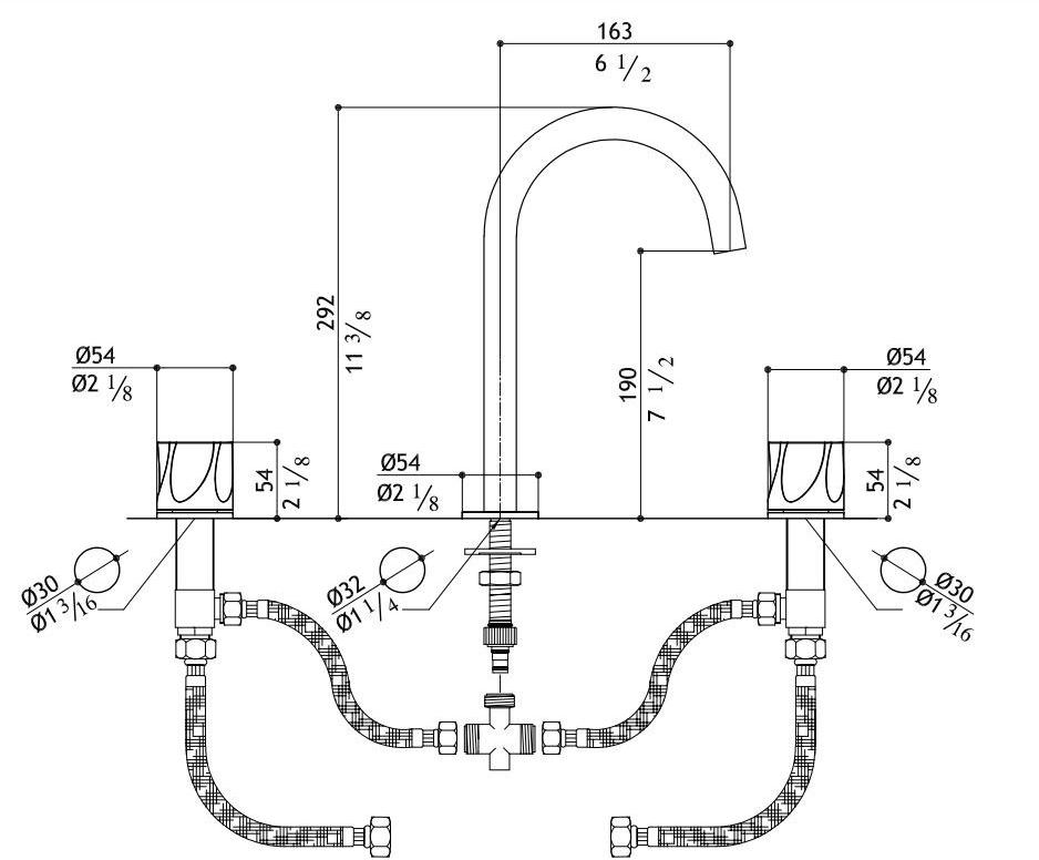 MGS Смеситель для раковины, устанавливаемый на столешницу, из нержавеющей стали, с отдельными розетками Penta sun-id-1407488 - Вид №2