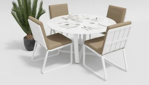 Обеденная группа на 4 персоны, металл, белая с бежевым Primavera GARDENINI  00-3885821 Бежевый;белый