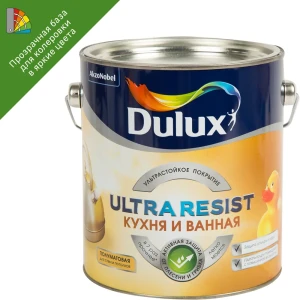 Краска для стен и потолков Dulux Ultra Resist для кухонь и ванных полуматовая прозрачная база BC 2.25 л 13928430 STLM-2111629