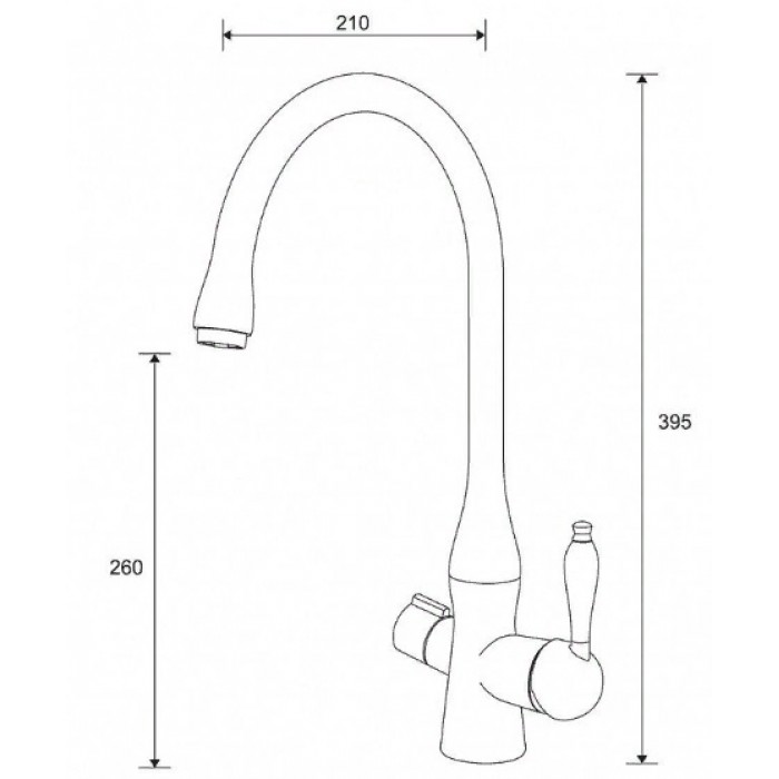 Zorg ZR 339 YF Satin Смеситель для кухни Zorg 395х210 мм  - Вид №2