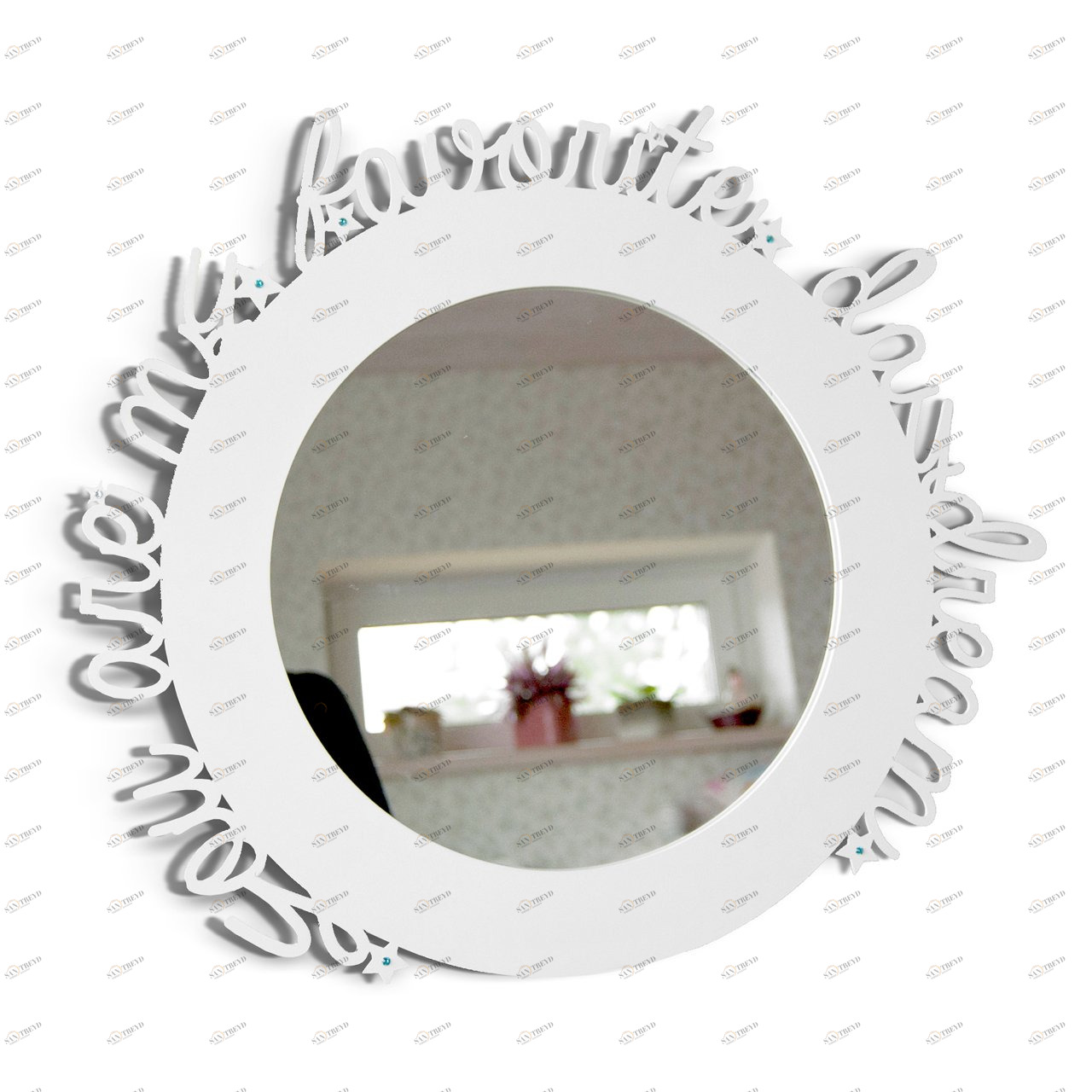 Зеркало белое круглое в раме с надписью Daydream BONESSI НАСТЕННОЕ ЗЕРКАЛО 049451 Белый 