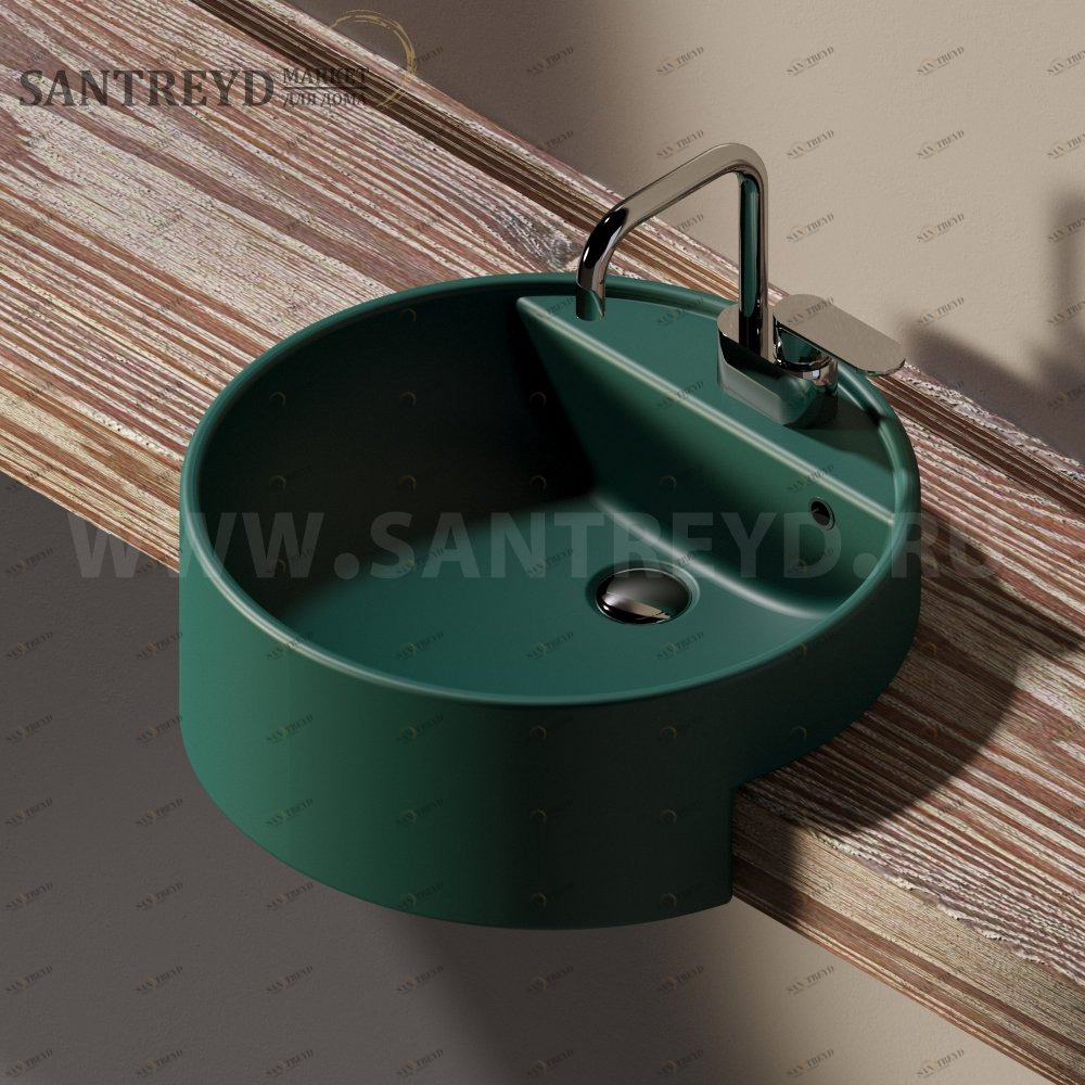 5054.5020 Полувстраиваемая раковина консольная 50 см зеленая Flaminia Twin Ceramica Flaminia 50545020