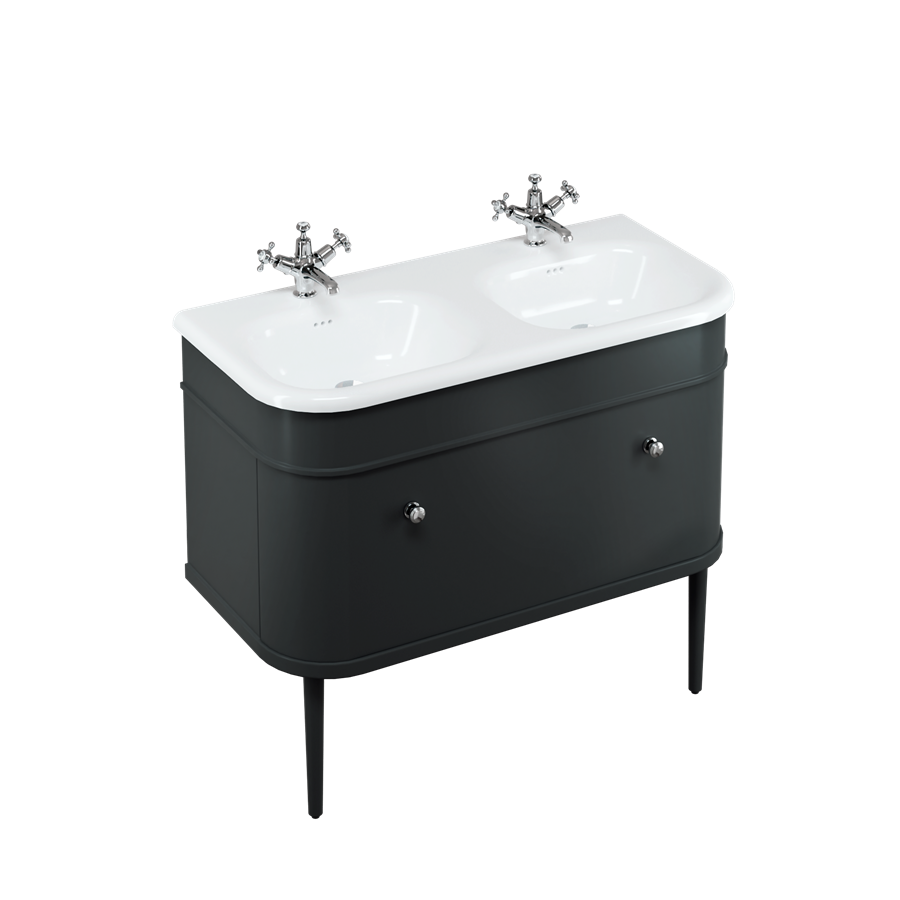 Burlington Chalfont Chalfont 1000мм Тумба с одним выдвижным ящиком - Матовый черный с никелевыми ножками CH100MB-CHLEGNKL 